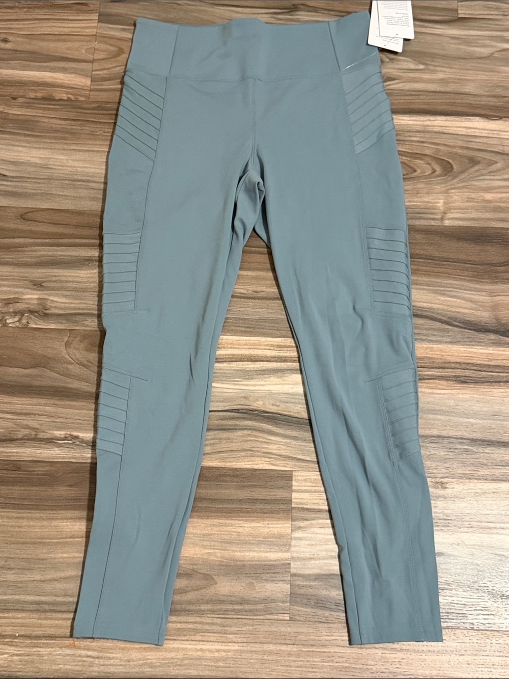 Athleta Women’s Size L Sage Green Delancey Textured Moto Tight Leggings NWT